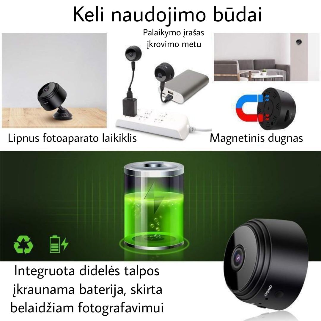 1080p magnetinė "WiFi" mini kamera